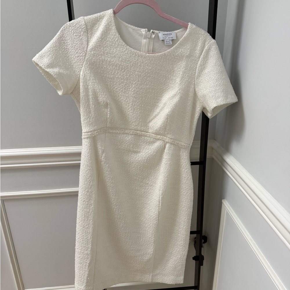 Seraphine Cream Textured Maternity Dress - Picture 3 of 6